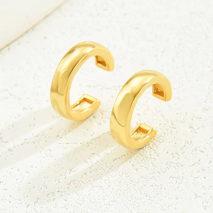 1 Pair Punk Cool Style C Shape Solid Color Plating Copper 18k Gold Plated Ear Cuffs