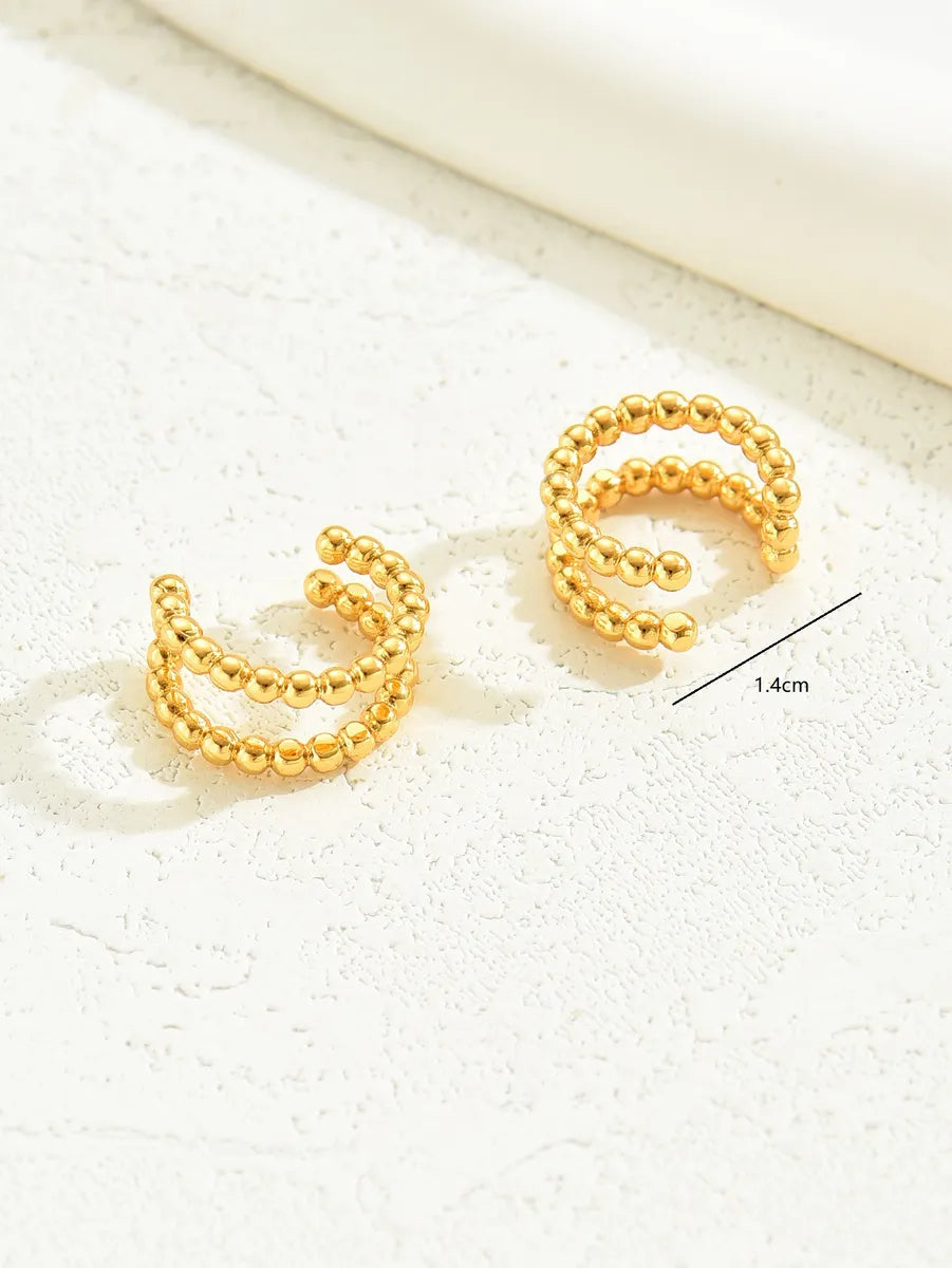 1 Pair Punk Cool Style C Shape Solid Color Plating Copper 18k Gold Plated Ear Cuffs