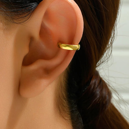 1 Pair Punk Cool Style C Shape Solid Color Plating Copper 18k Gold Plated Ear Cuffs