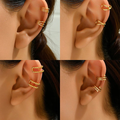 1 Pair Punk Cool Style C Shape Solid Color Plating Inlay Copper Rhinestones 18k Gold Plated Ear Cuffs