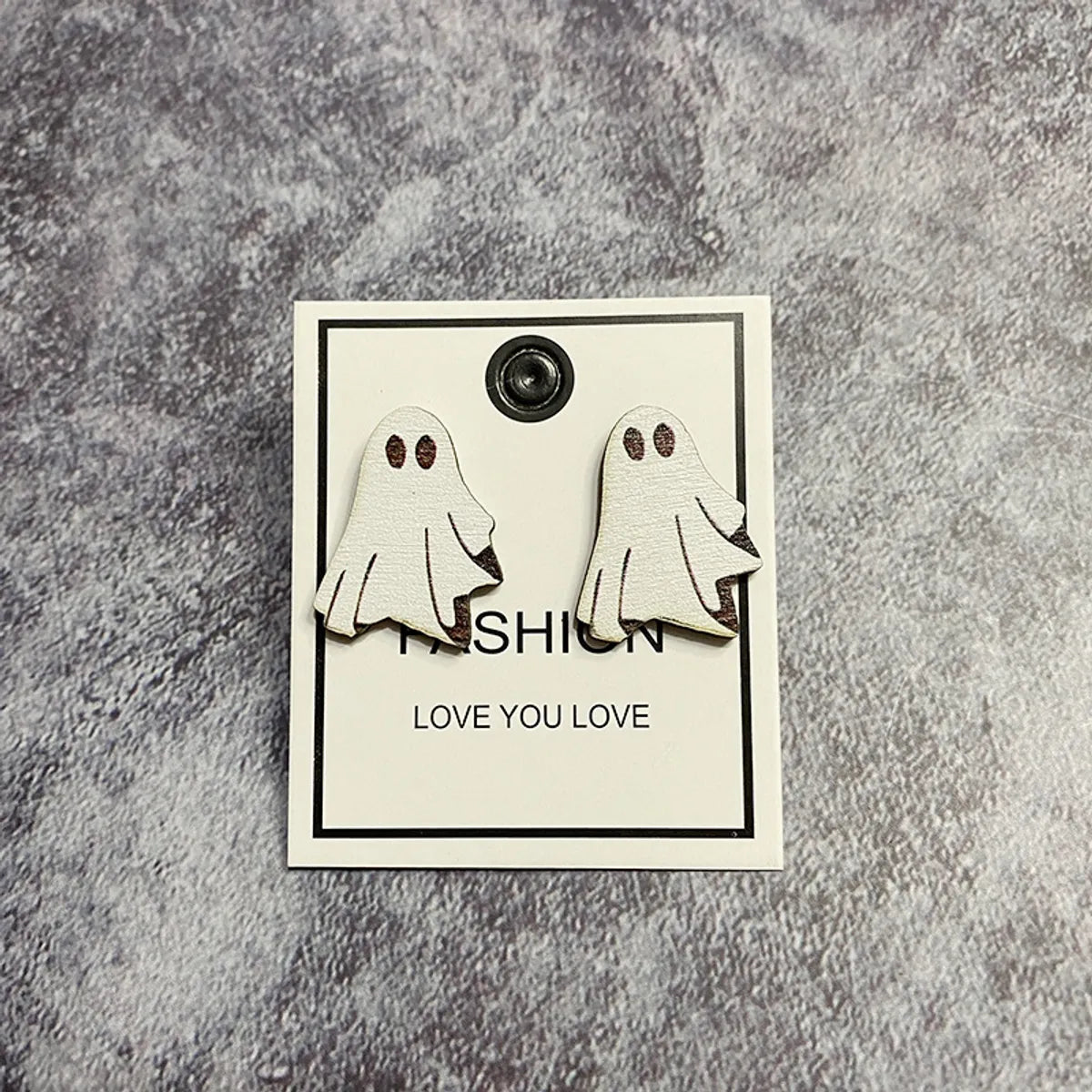 1 Pair Punk Halloween Pattern Skull Ghost Wood Earrings