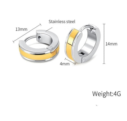 1 Pair Punk Round 304 Stainless Steel Earrings