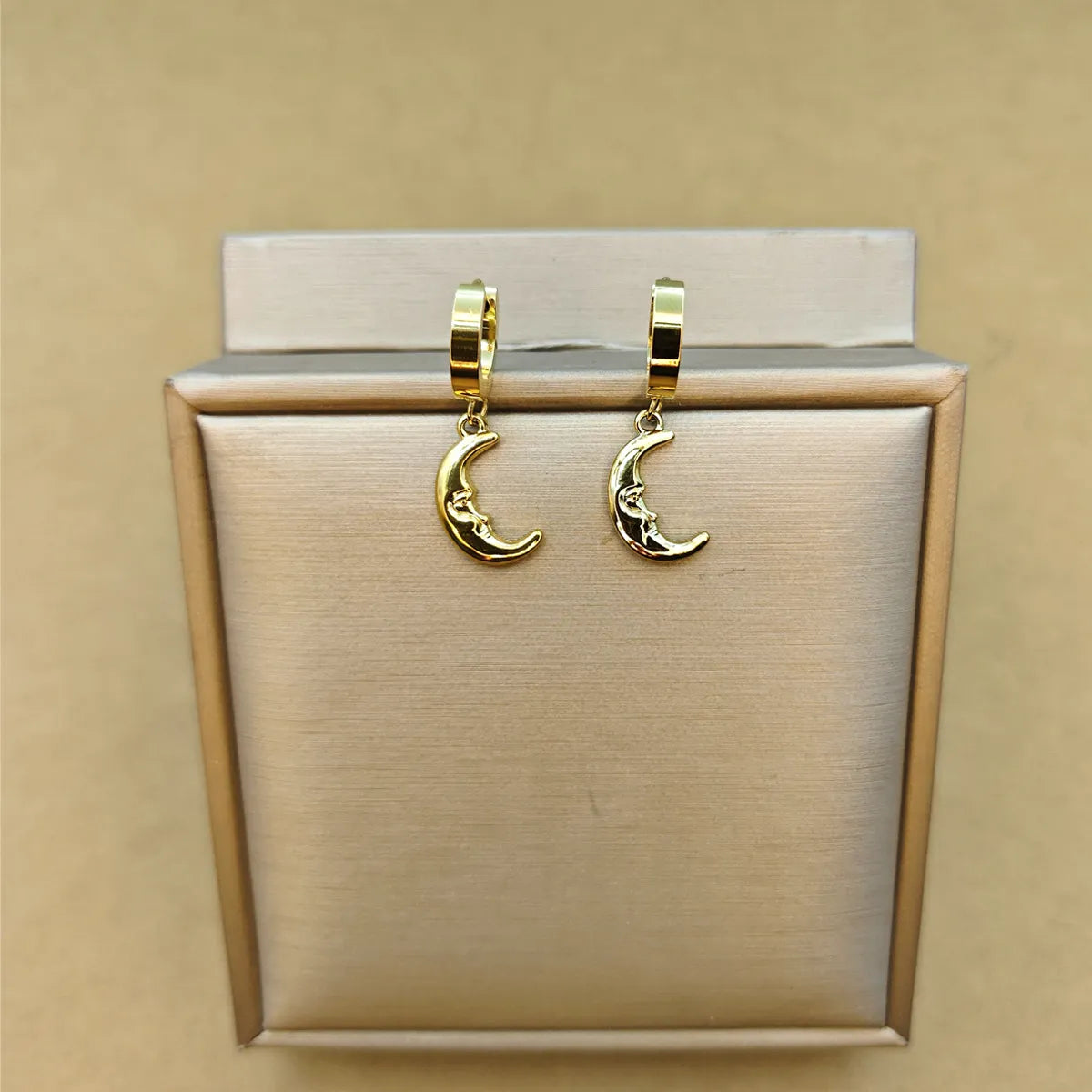 1 Pair Punk Simple Style Moon Stamping Plating Stainless Steel 18k Gold Plated Drop Earrings