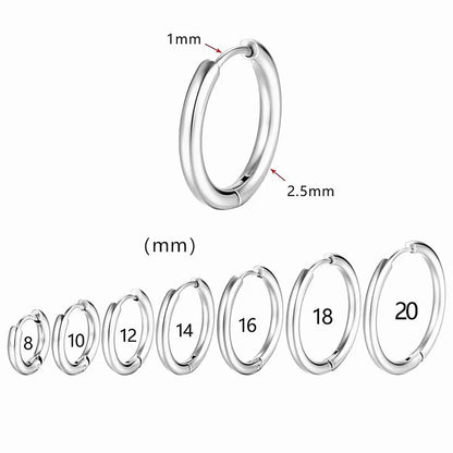 1 Piece Punk Simple Style Round Plating Stainless Steel Earrings