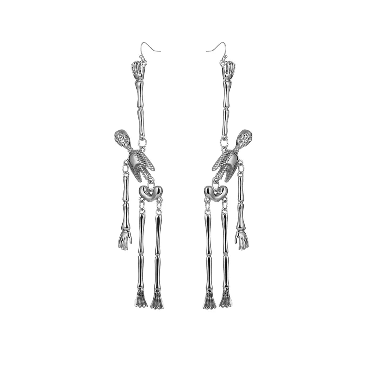 1 Pair Punk Skull Asymmetrical Plating Alloy Drop Earrings