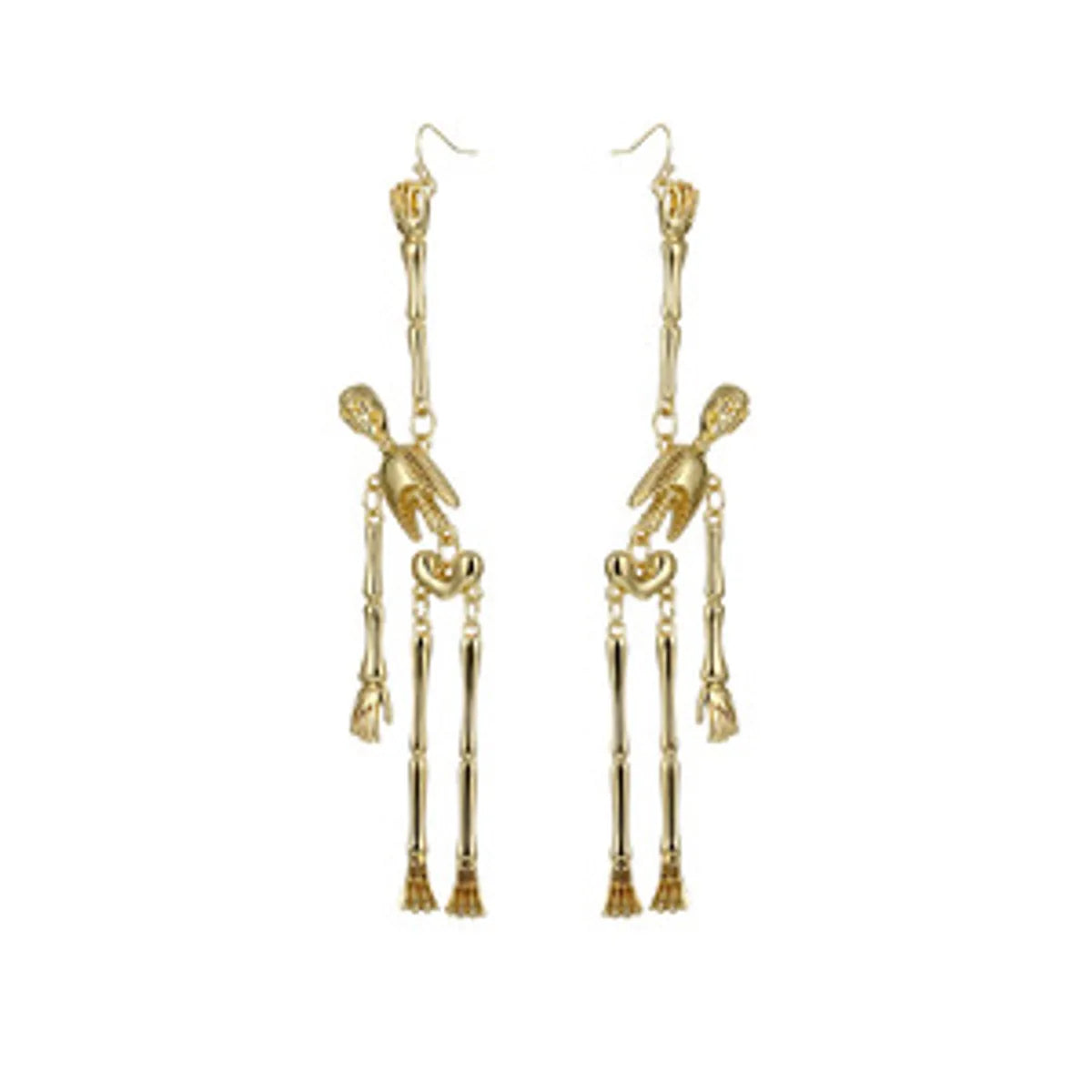 1 Pair Punk Skull Asymmetrical Plating Alloy Drop Earrings