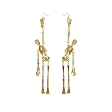 1 Pair Punk Skull Asymmetrical Plating Alloy Drop Earrings