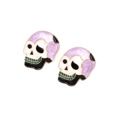 1 Pair Punk Skull Enamel Alloy Ear Studs