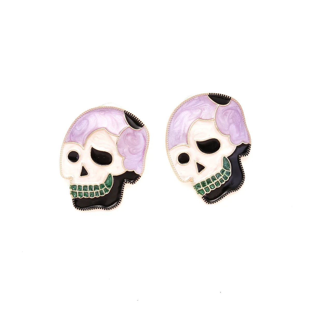 1 Pair Punk Skull Enamel Alloy Ear Studs