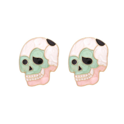 1 Pair Punk Skull Enamel Alloy Ear Studs