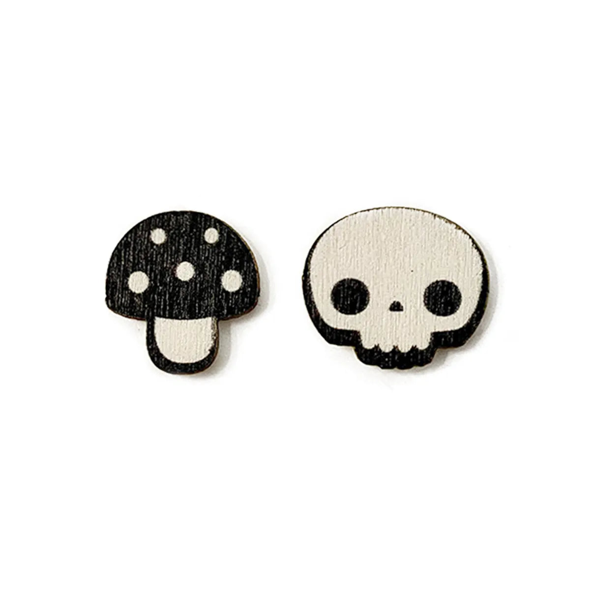 1 Pair Punk Skull Wood Ear Studs