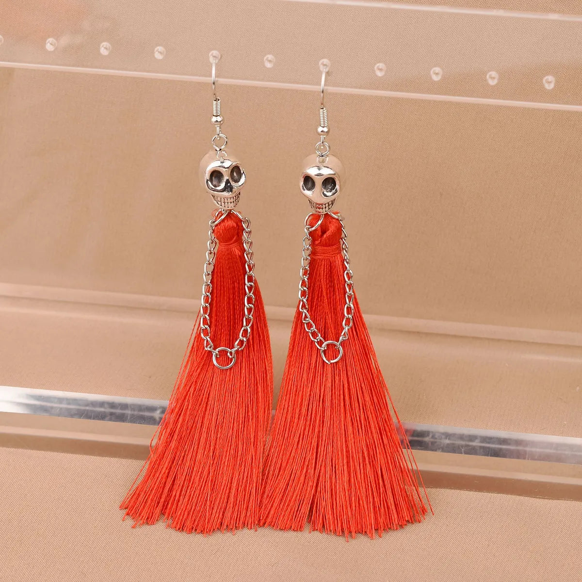 1 Pair Punk Solid Color Plating Cloth Zinc Alloy Drop Earrings