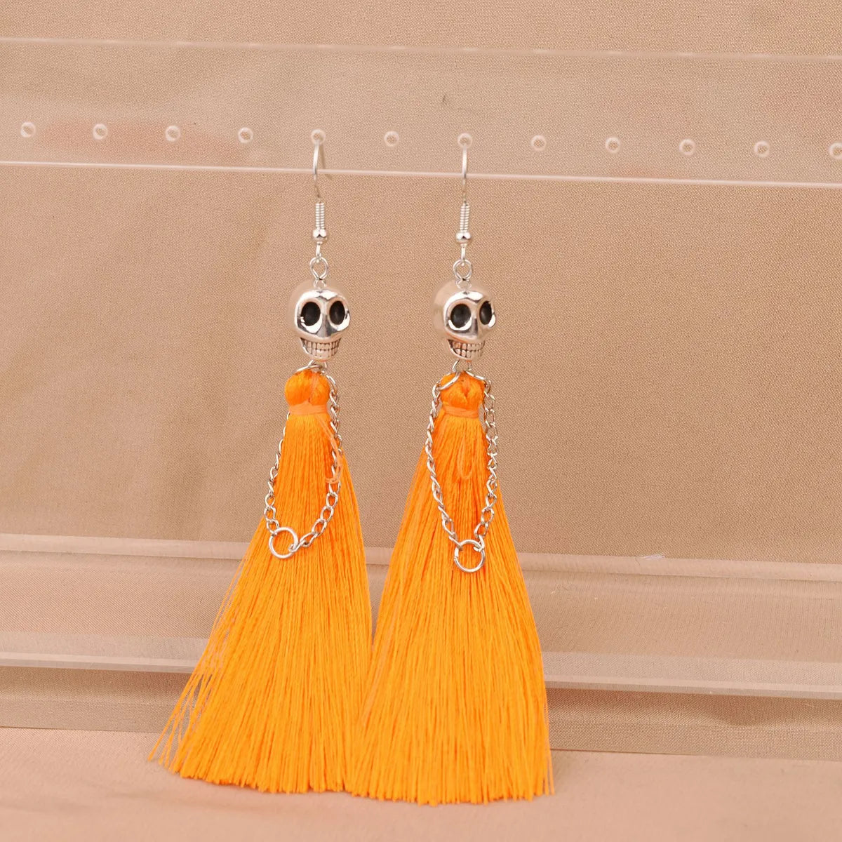 1 Pair Punk Solid Color Plating Cloth Zinc Alloy Drop Earrings