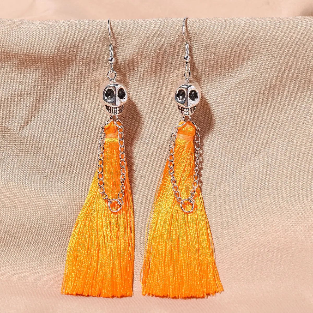 1 Pair Punk Solid Color Plating Cloth Zinc Alloy Drop Earrings