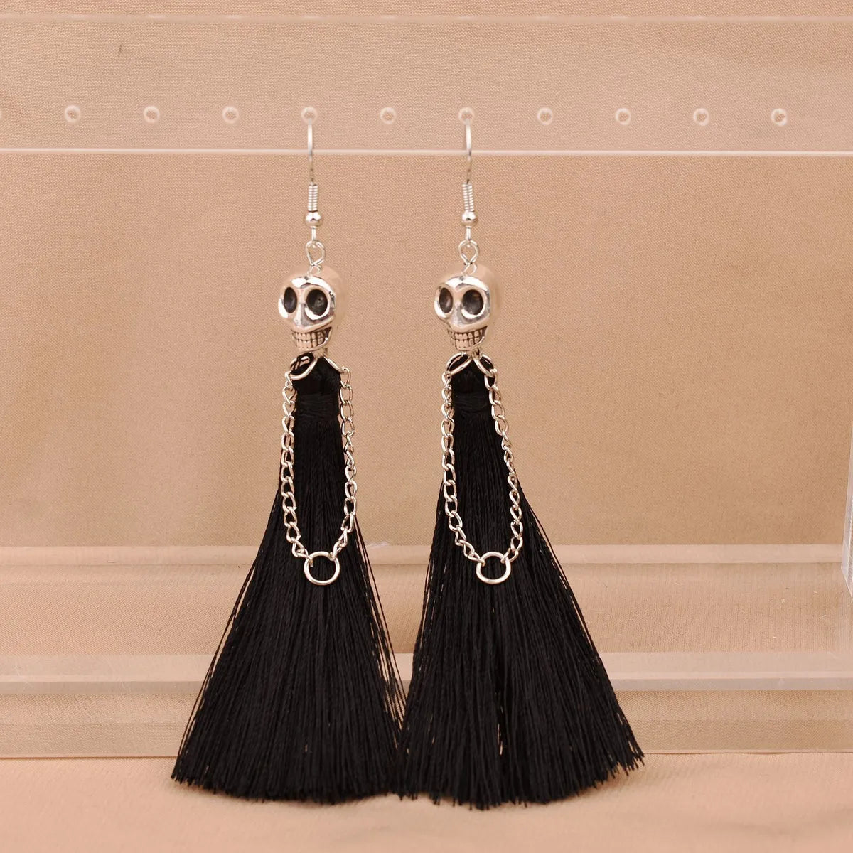 1 Pair Punk Solid Color Plating Cloth Zinc Alloy Drop Earrings