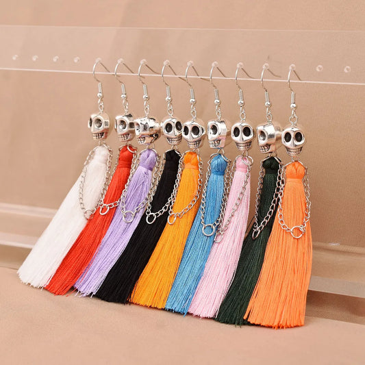 1 Pair Punk Solid Color Plating Cloth Zinc Alloy Drop Earrings