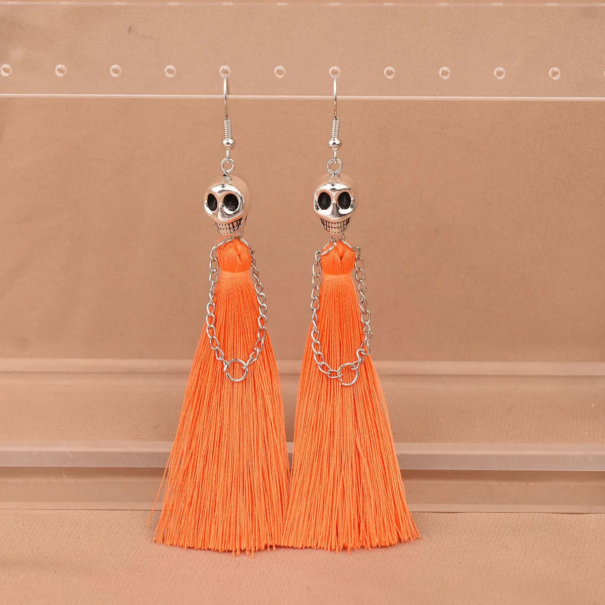 1 Pair Punk Solid Color Plating Cloth Zinc Alloy Drop Earrings