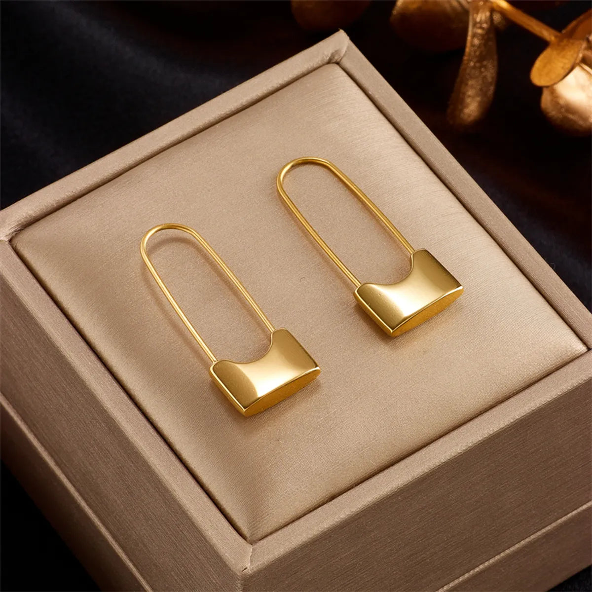 1 Pair Punk Solid Color Plating Titanium Steel 18k Gold Plated Earrings