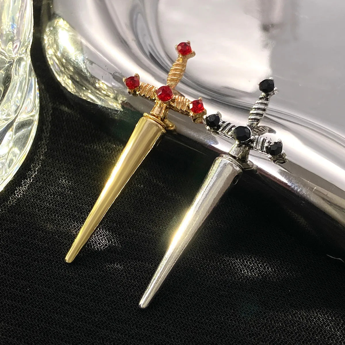 1 Pair Punk Sword Cross Alloy Ear Studs