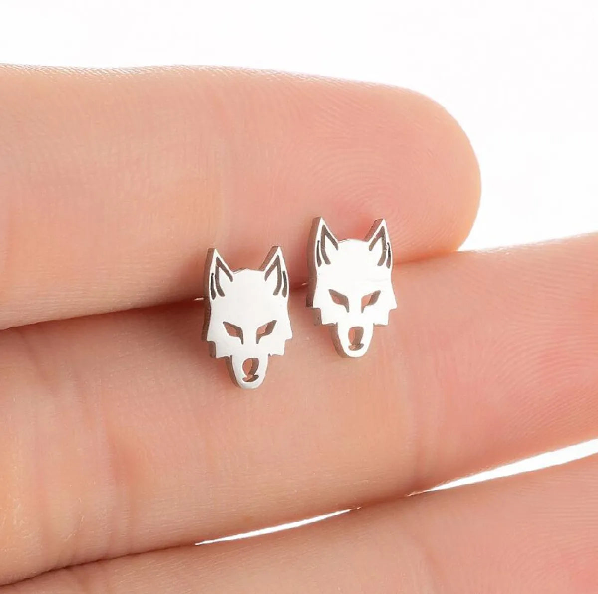 1 Pair Punk Wolf Stainless Steel Ear Studs