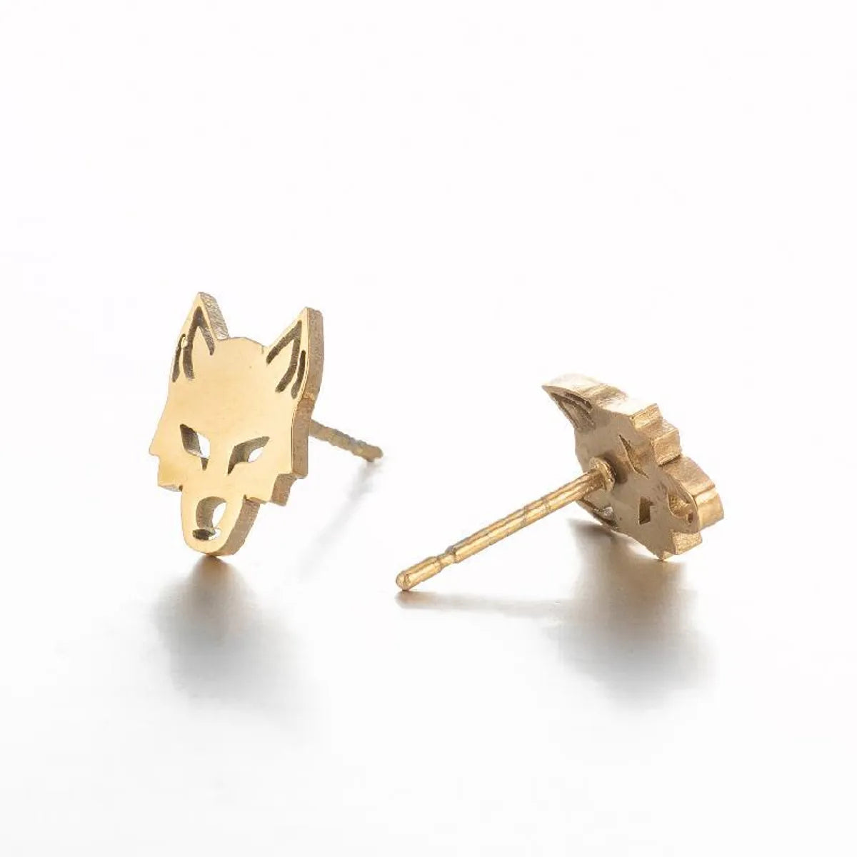 1 Pair Punk Wolf Stainless Steel Ear Studs