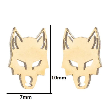 1 Pair Punk Wolf Stainless Steel Ear Studs