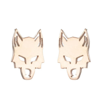 1 Pair Punk Wolf Stainless Steel Ear Studs