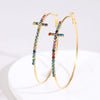 1 Pair Queen Cross Plating Inlay Alloy Zircon Hoop Earrings