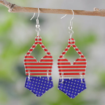 1 Pair Retro American Flag Arylic Drop Earrings