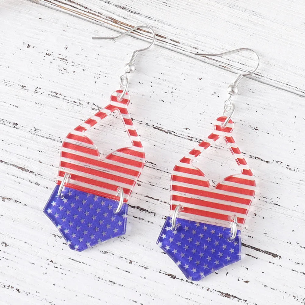 1 Pair Retro American Flag Arylic Drop Earrings