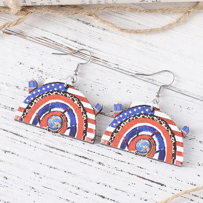 1 Pair Retro American Flag Wood Drop Earrings