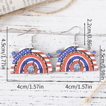 1 Pair Retro American Flag Wood Drop Earrings