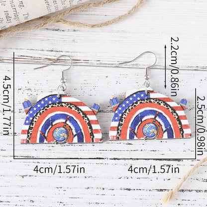 1 Pair Retro American Flag Wood Drop Earrings