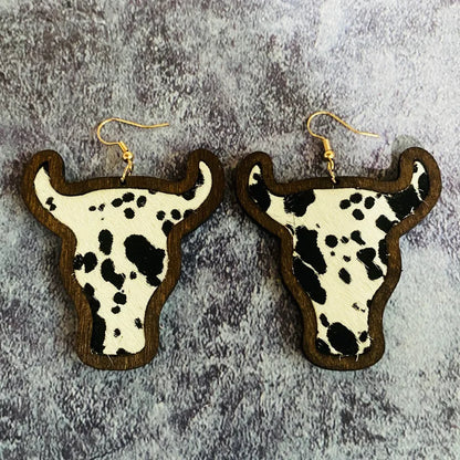 1 Pair Retro Animal Printing Pu Leather Drop Earrings