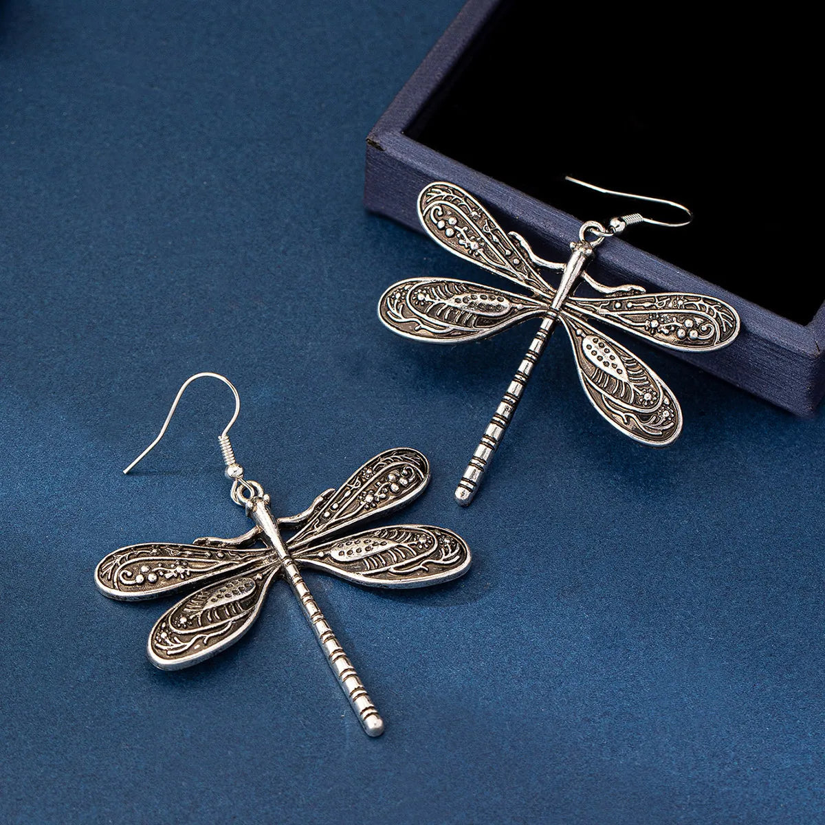 1 Pair Retro Artistic Dragonfly Alloy