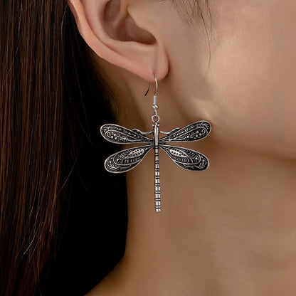 1 Pair Retro Artistic Dragonfly Alloy