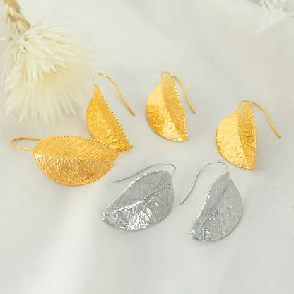 1 Pair Retro Artistic Leaves Plating 304 Stainless Steel 18K Gold Plated Ear Hook