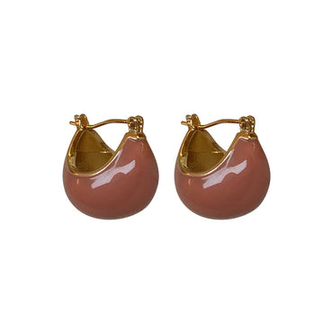 1 Pair Retro Ball Enamel Plating Copper Hoop Earrings