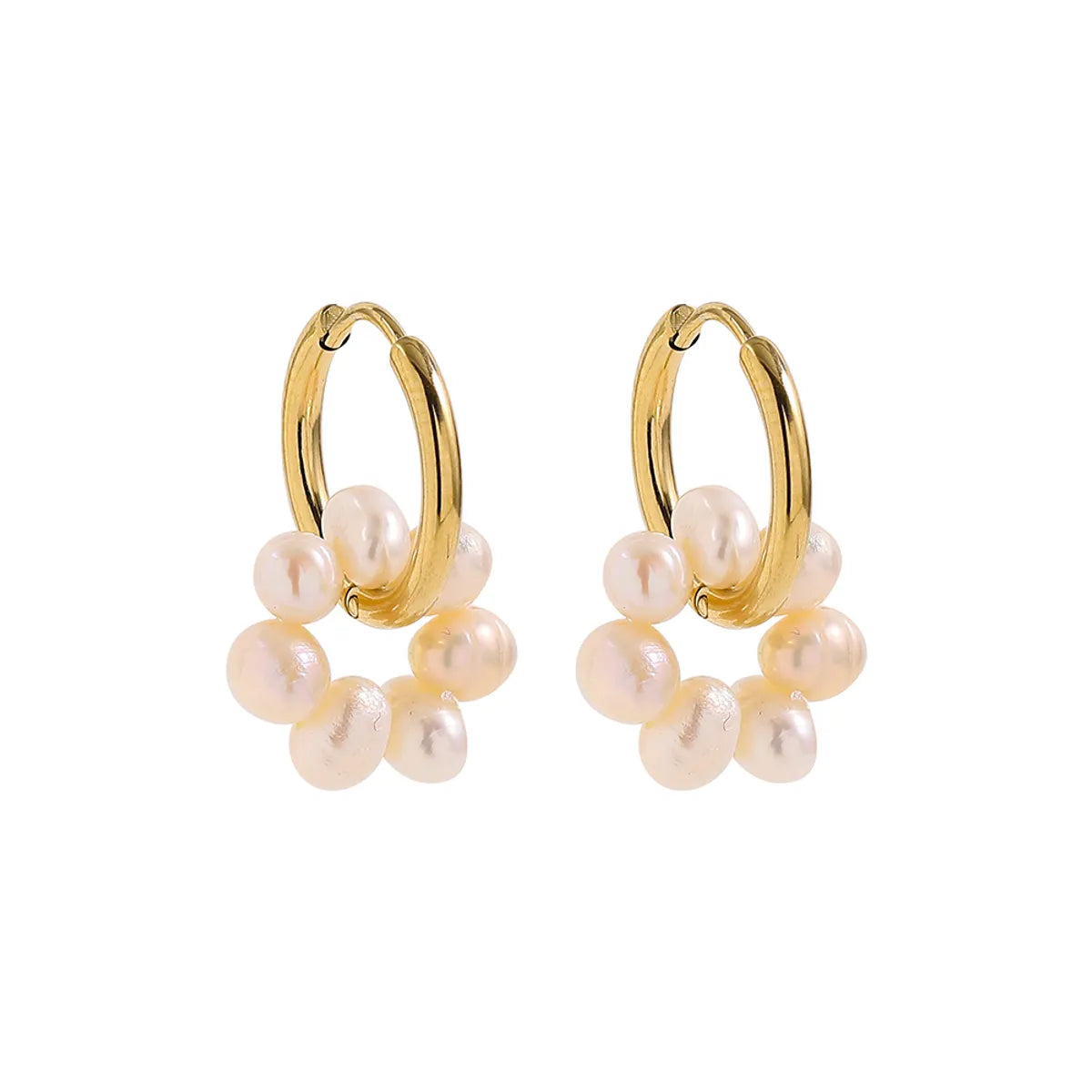 1 Pair Retro Baroque Style Sweet Flower Imitation Pearl Alloy Earrings