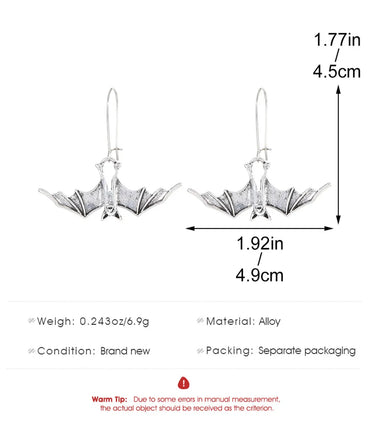 1 Pair Retro Bat Plating Alloy Drop Earrings