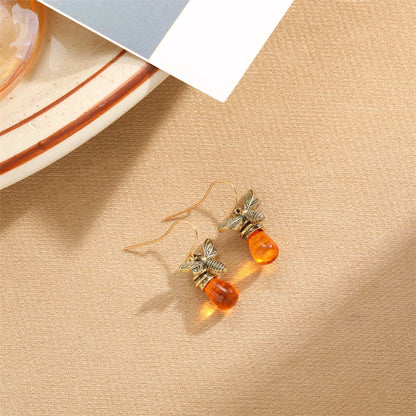 1 Pair Retro Bird Asymmetrical Alloy Resin Drop Earrings