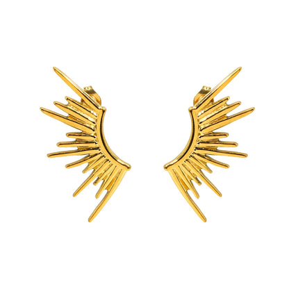 1 Pair Retro Bohemian Wings Plating Stainless Steel 18k Gold Plated Ear Studs