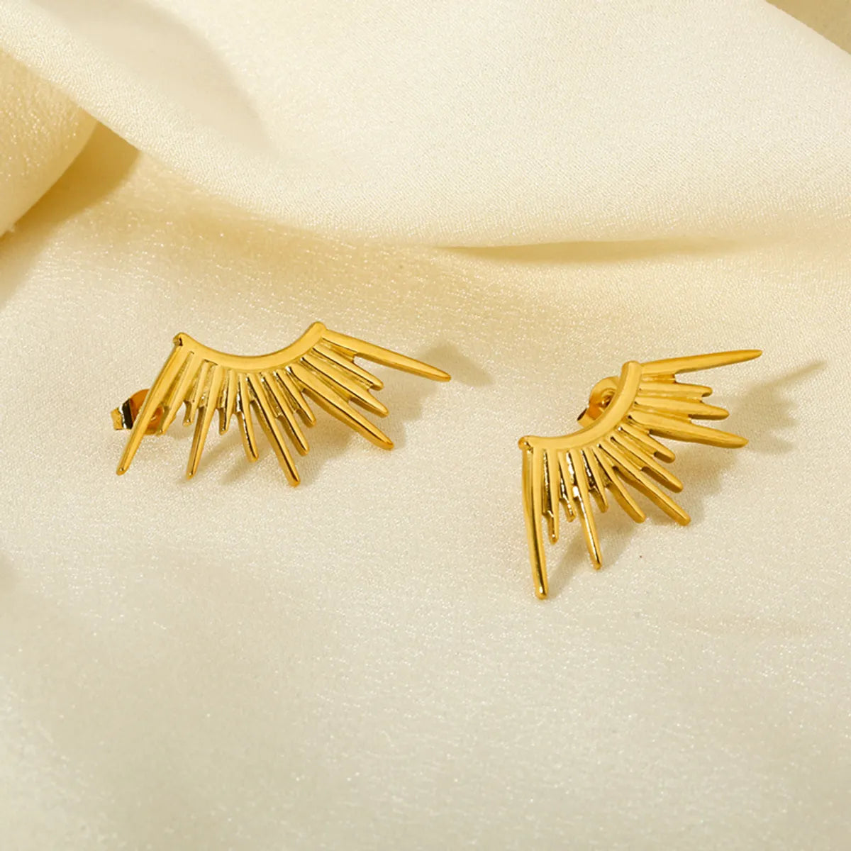 1 Pair Retro Bohemian Wings Plating Stainless Steel 18k Gold Plated Ear Studs