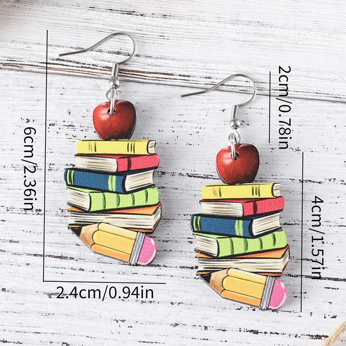 1 Pair Retro Book Cartoon Car Wood Drop Earrings