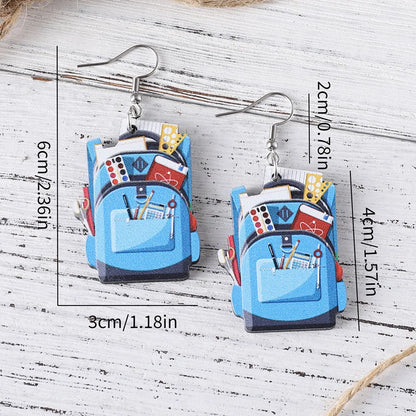 1 Pair Retro Book Cartoon Car Wood Drop Earrings