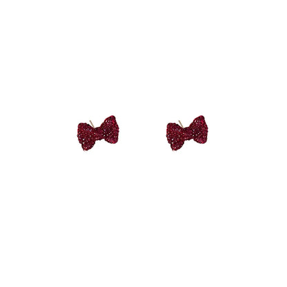 1 Pair Retro Bow Knot Alloy Epoxy Plating Artificial Rhinestones Women's Ear Studs