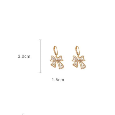 1 Pair Retro Bow Knot Hollow Out Inlay Alloy Rhinestones Drop Earrings