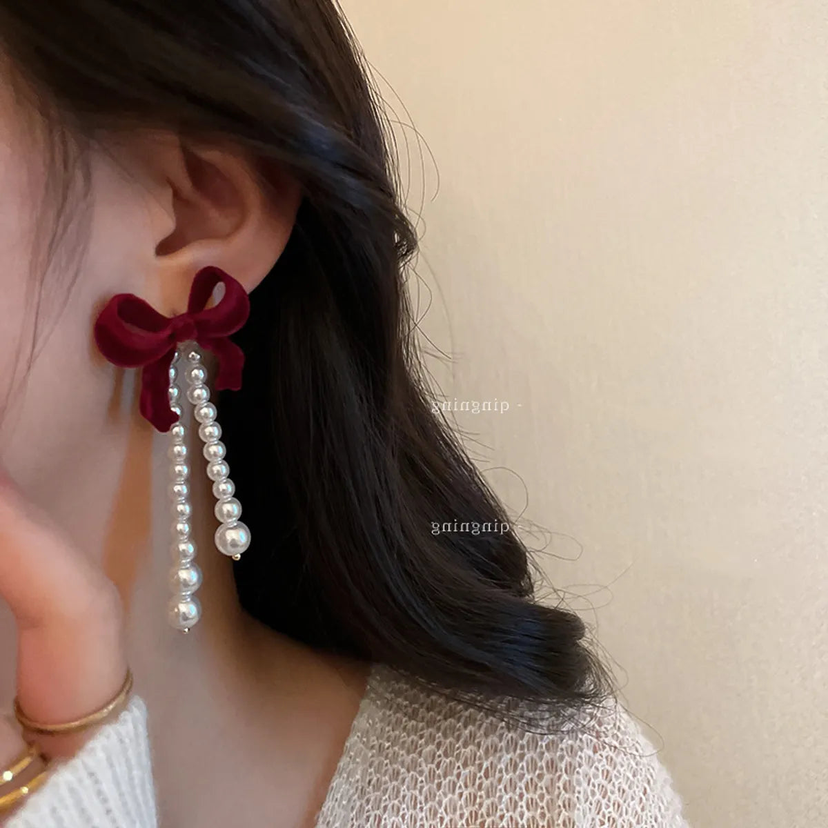 1 Pair Retro Bow Knot Tassel Plating Alloy Drop Earrings