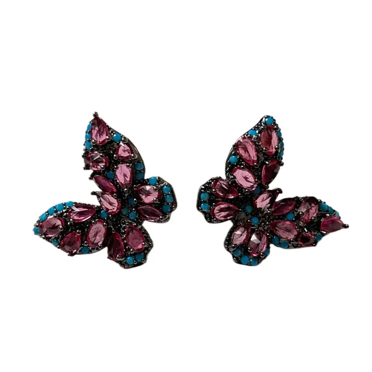 1 Pair Retro Butterfly Plating Copper Ear Studs