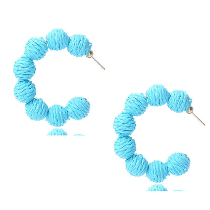 1 Pair Retro C Shape Handmade Raffia Earrings